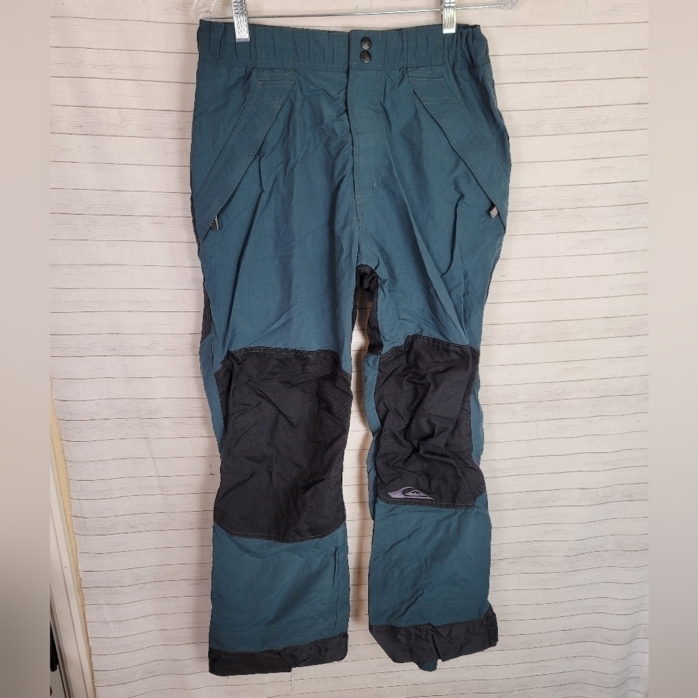 QUIKSILVER TEAL & BLACK SNOWBOARD PANTS, SZ SMALL